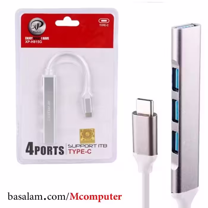 هاب 4 پورت USB-C ایکس پی XP-H815G (ورودی تایپ سی)