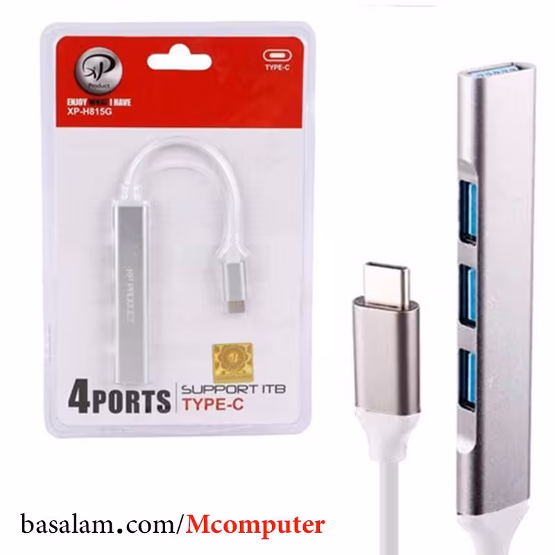 هاب 4 پورت USB-C ایکس پی XP-H815G (ورودی تایپ سی)
