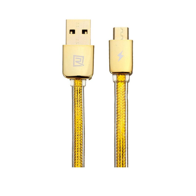 کابل شارژ و انتقال دیتا 1 آمپری Remax GOLD مدل روکش پلاستیکی شفاف و سری فلزی به طول 1 متر