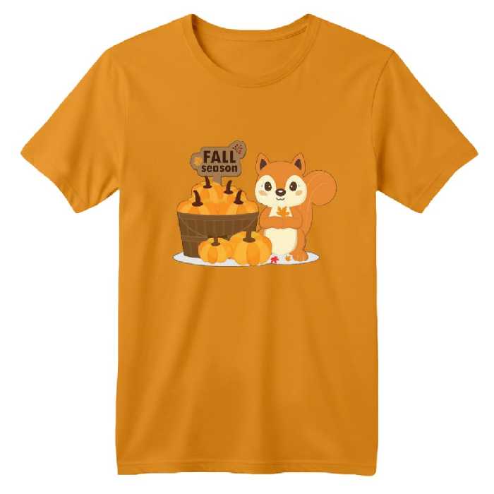 تی شرت آستین کوتاه بچگانه مدل سنجاب کد 7 رنگ پرتقالی