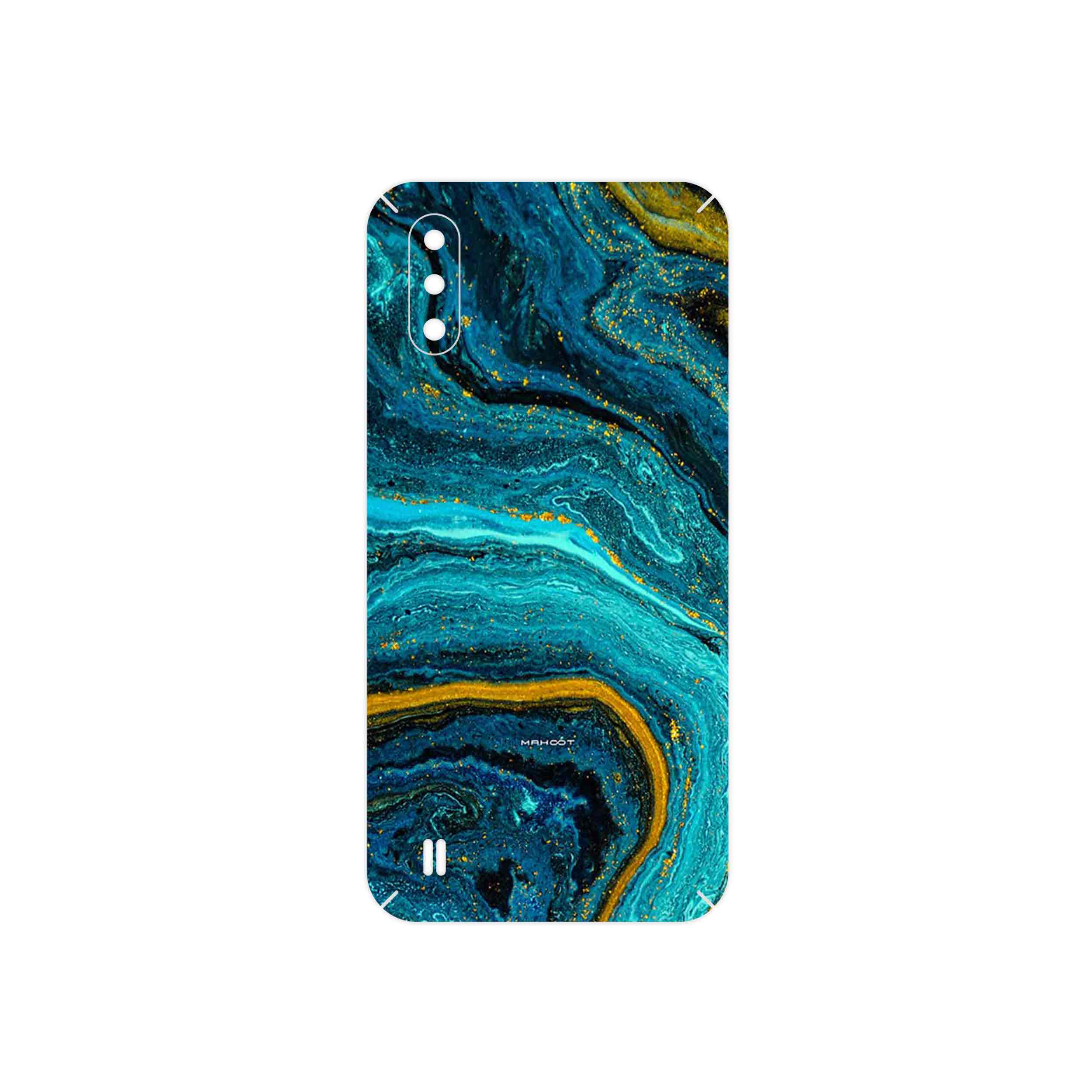 برچسب پوششی ماهوت مدل Turquoise marblewith golden streaks مناسب برای گوشی موبایل سامسونگ Galaxy M01