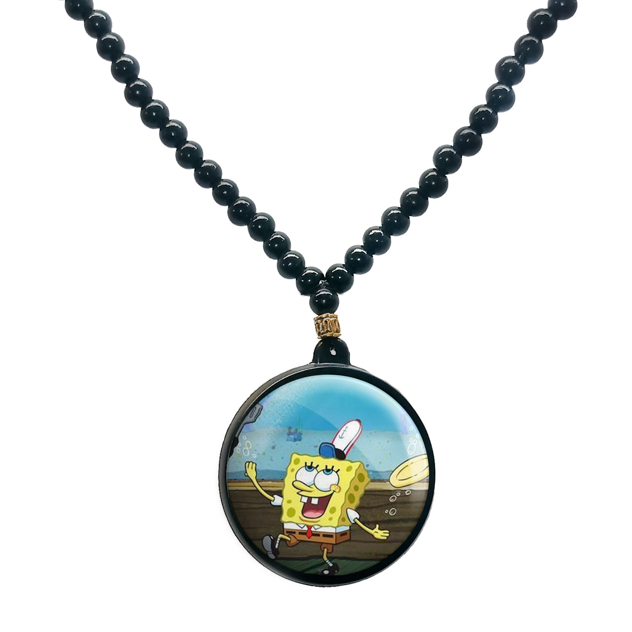 گردنبند پرمانه طرح باب اسفنجی کد pmd.4848 مدل دو طرفه