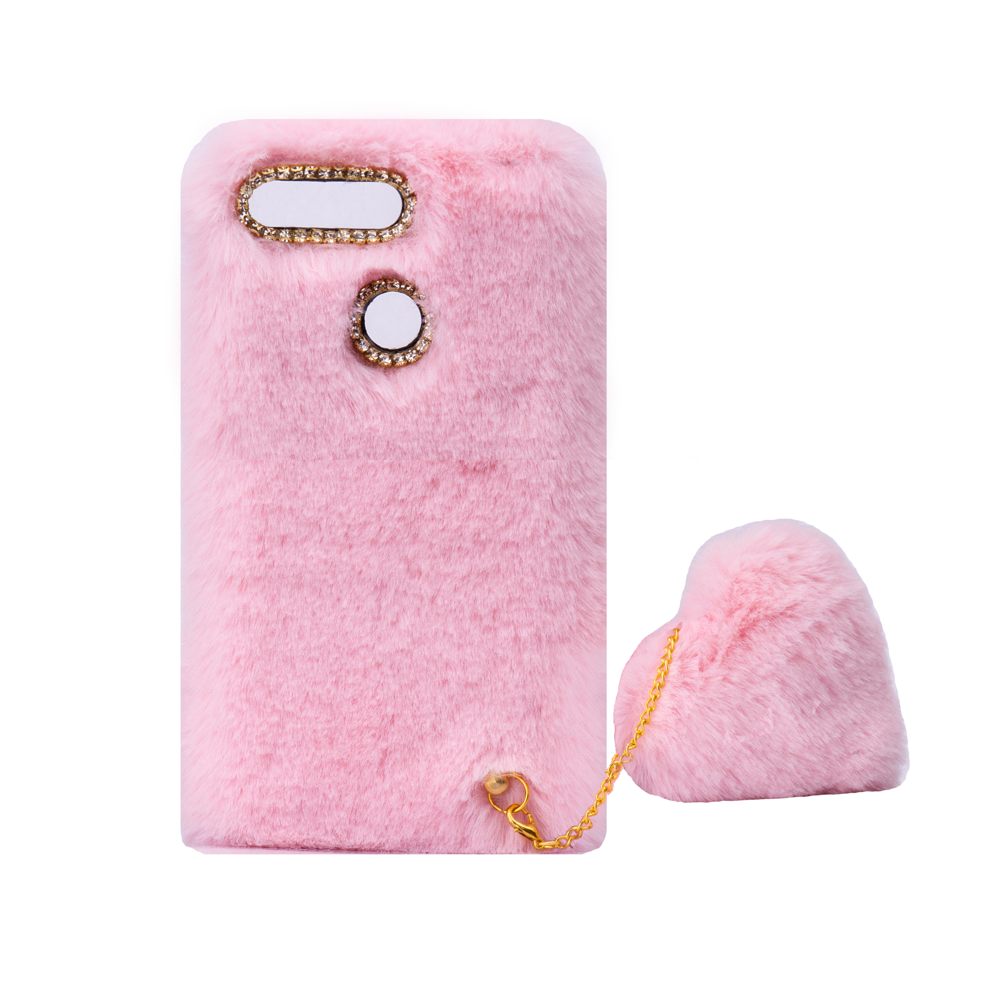 کاور طرح دخترانه مدل خزدار پشمالو مناسب برای گوشی موبایل آنر 9 Lite به همراه آویز قلب