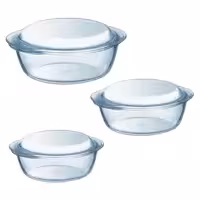 ظرف پخت پیرکس مدل قابلمه ای مجموعه 3 عددی