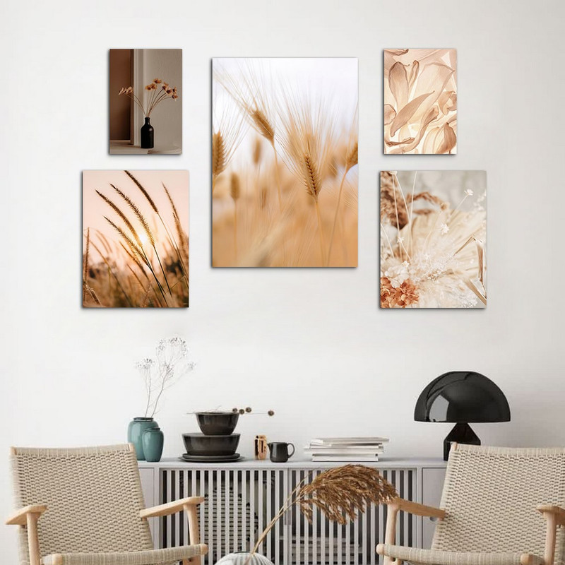 تابلو شاسی دنیای قابطرح گندم زار مدل SH-1036 مجموعه 5 عددی | دنیای قاب