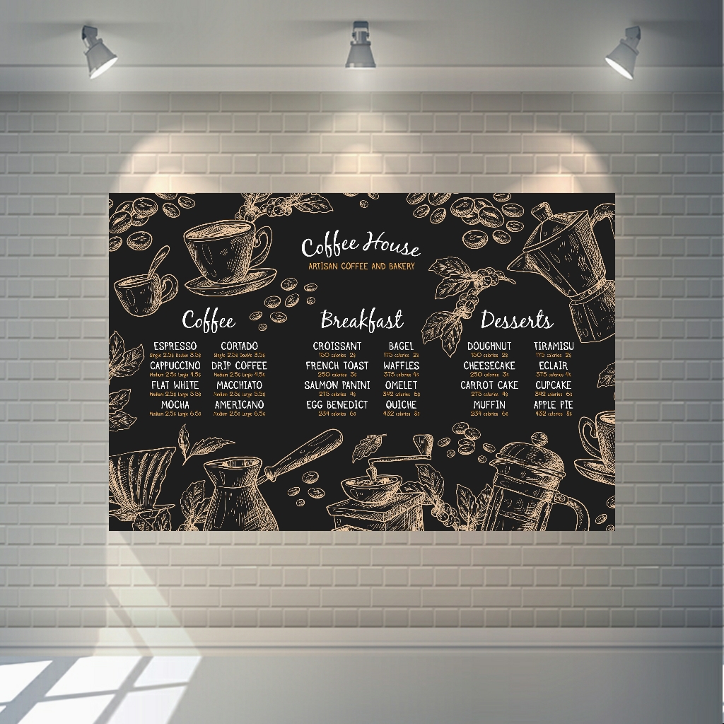 تابلو بوم طرح منو کلاسیک قهوه مدل SDB315