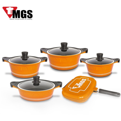 سرویس قابلمه 10 پارچه کف سرامیک رنگی MGS