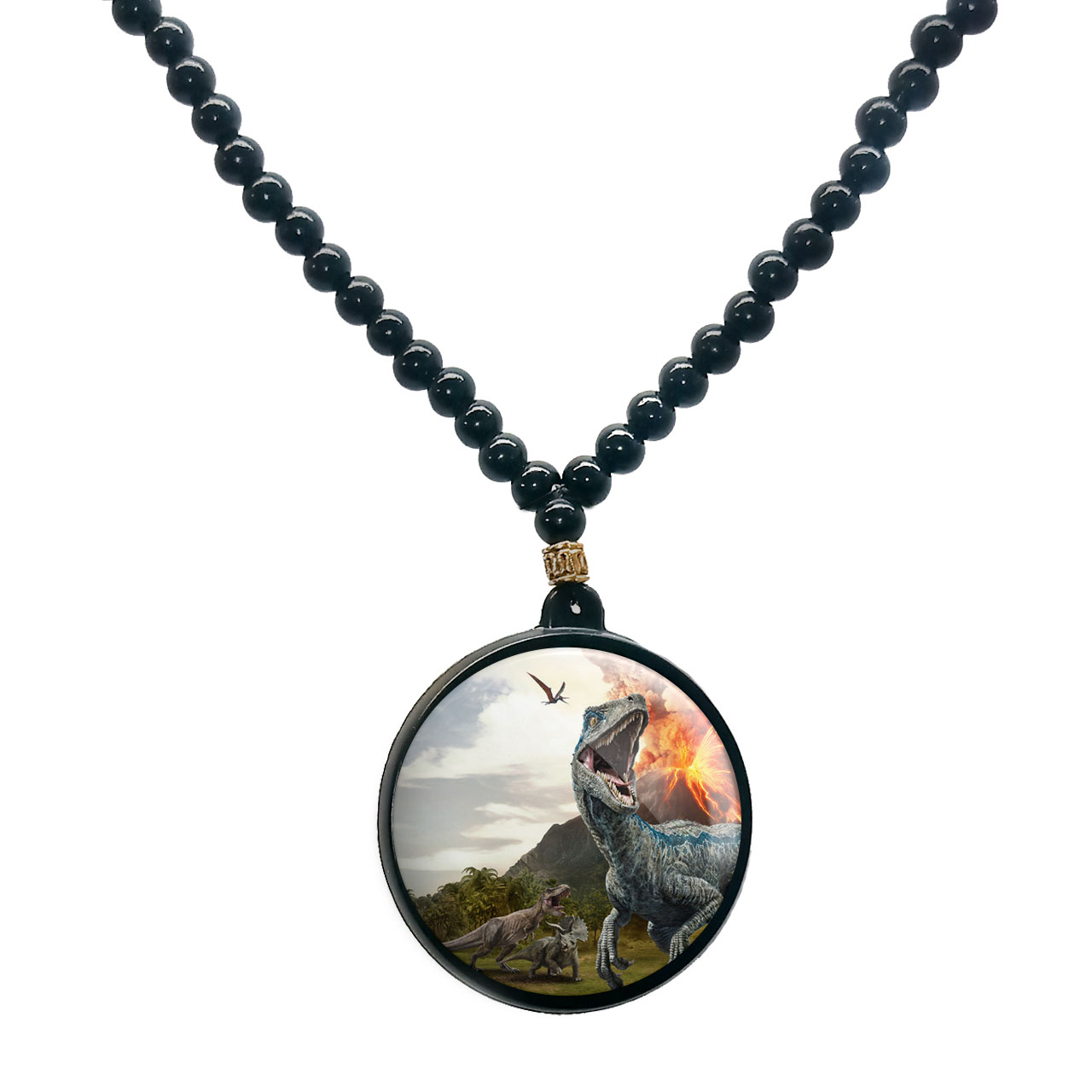 گردنبند پرمانه طرح دایناسور ها کد pmd.23362 مدل دو طرفه