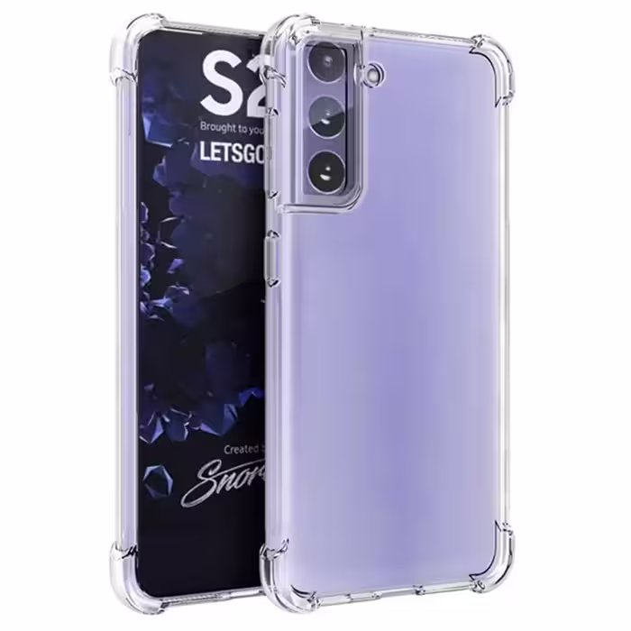 گارد محافظ ایربگ دار برای گوشی Samsung Galaxy S21 Plus مدل دور ژله ای شفاف پشت طلق کریستالی
