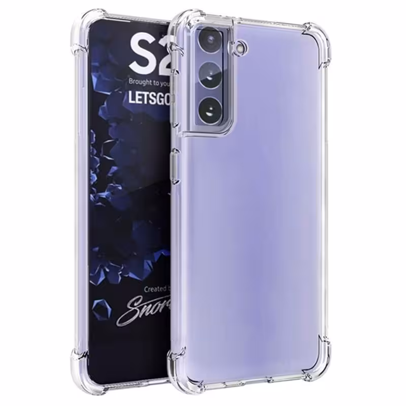 گارد محافظ ایربگ دار برای گوشی Samsung Galaxy S21 Plus مدل دور ژله ای شفاف پشت طلق کریستالی