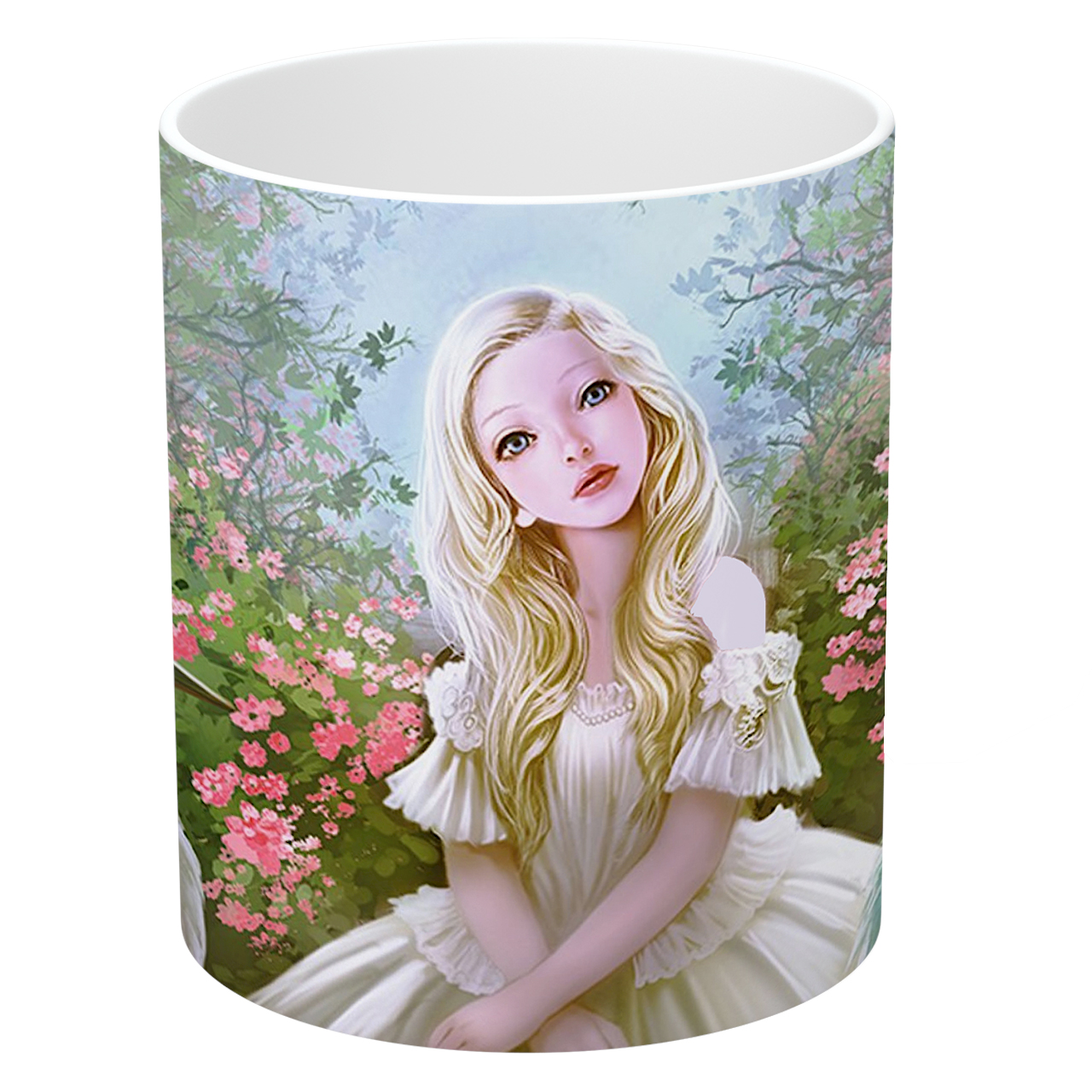 ماگ طرح دختر و پرندگان مدل NI1601