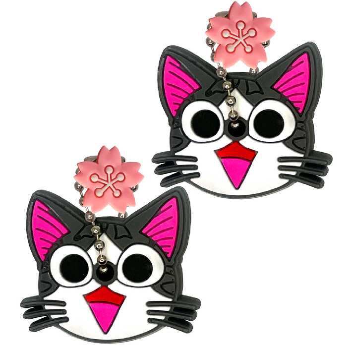 کاور کلید مدل Cute Cat T04 به همراه آویز مجموعه 2 عددی