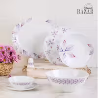 سرویس غذاخوری 28 پارچه گرد گل شاینر بنفش کد 318 پارس اپال