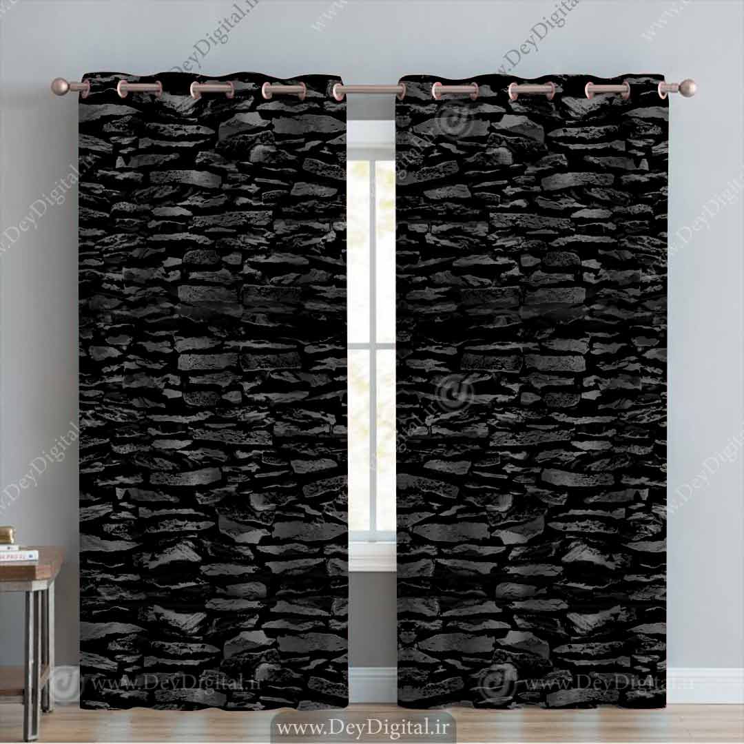 پرده چاپی دیوار آجری سیاه pk-3339
