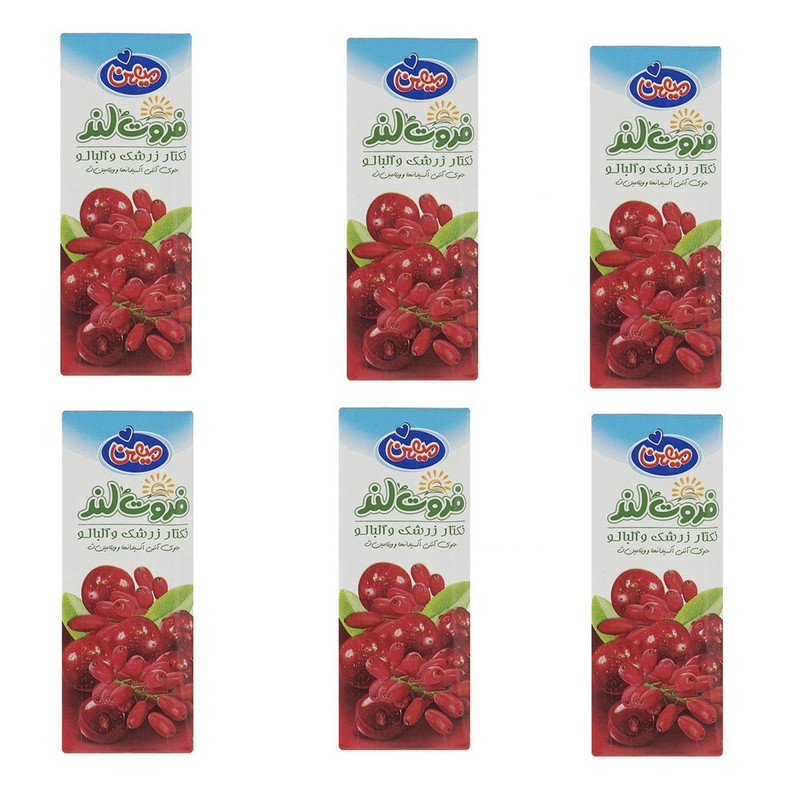 آب میوه  زرشک و آلبالو میهن - 200 میلی لیتر بسته 6 عددی