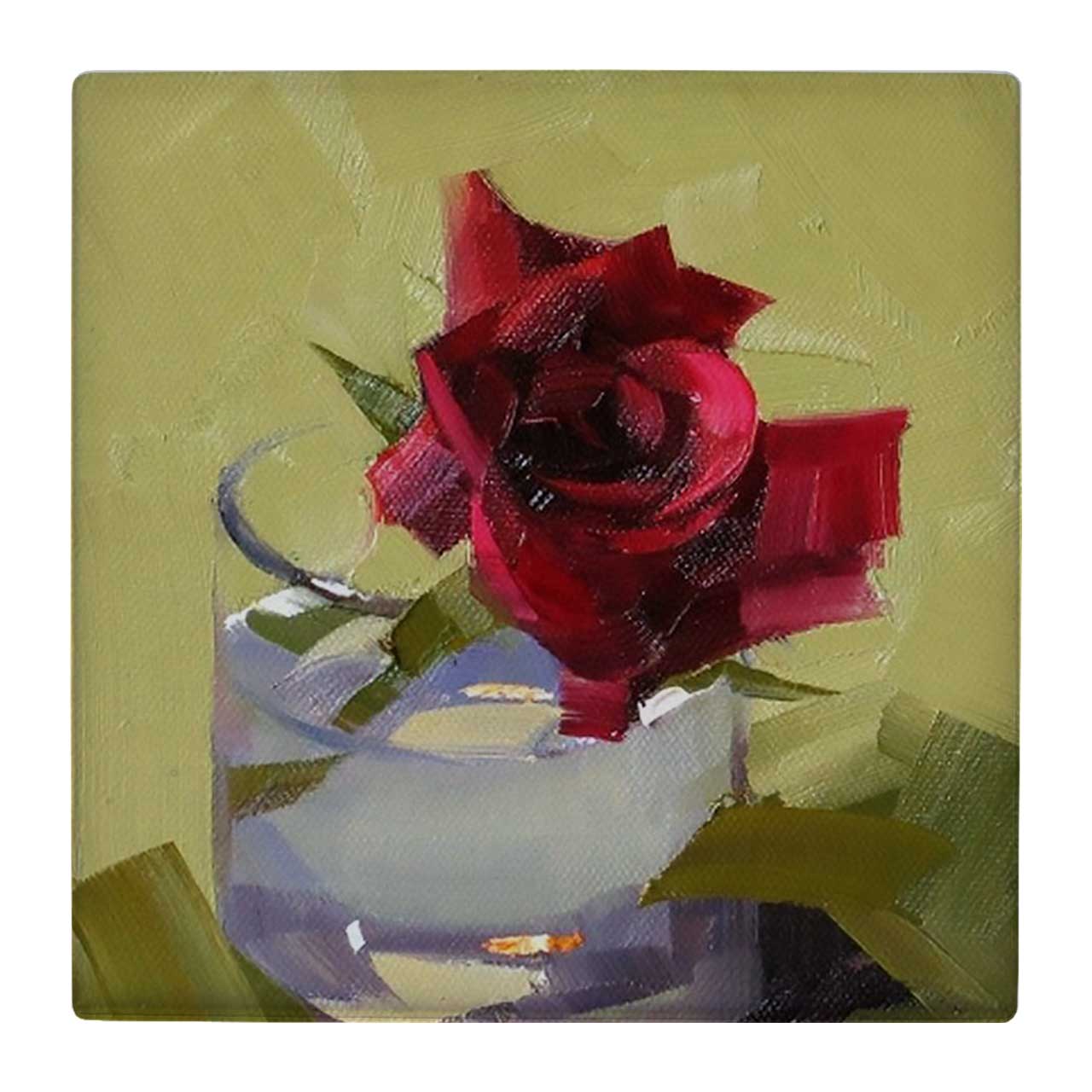  کاشی کارنیلا طرح گل رز و لیوان آب کد wk02