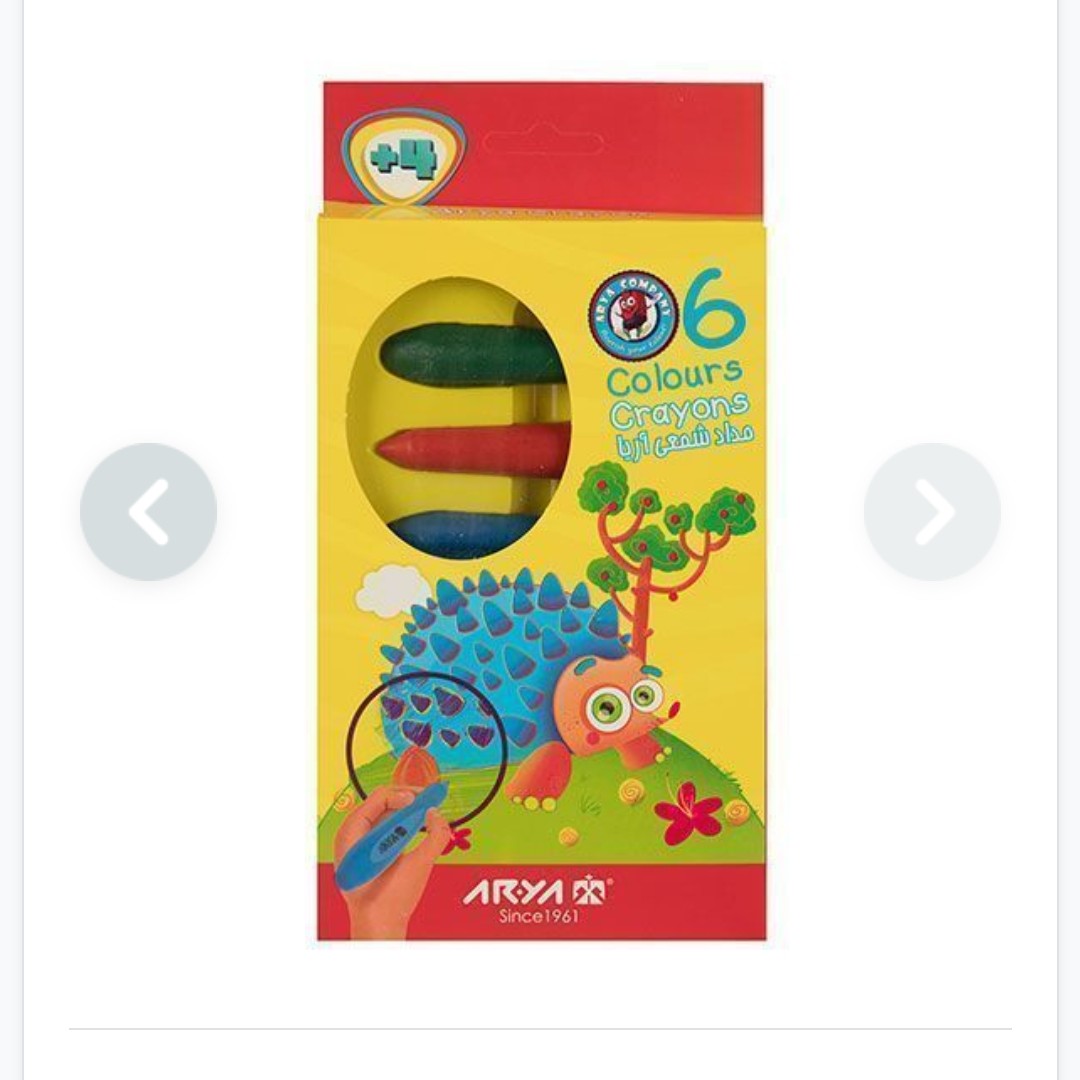 مداد شمعی 6 رنگ آریا مدل کرایون مدادی
