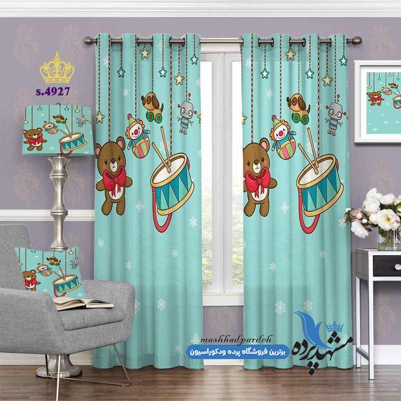 پرده پانچ کودکانه طرح خرس و طبل کد s-4927