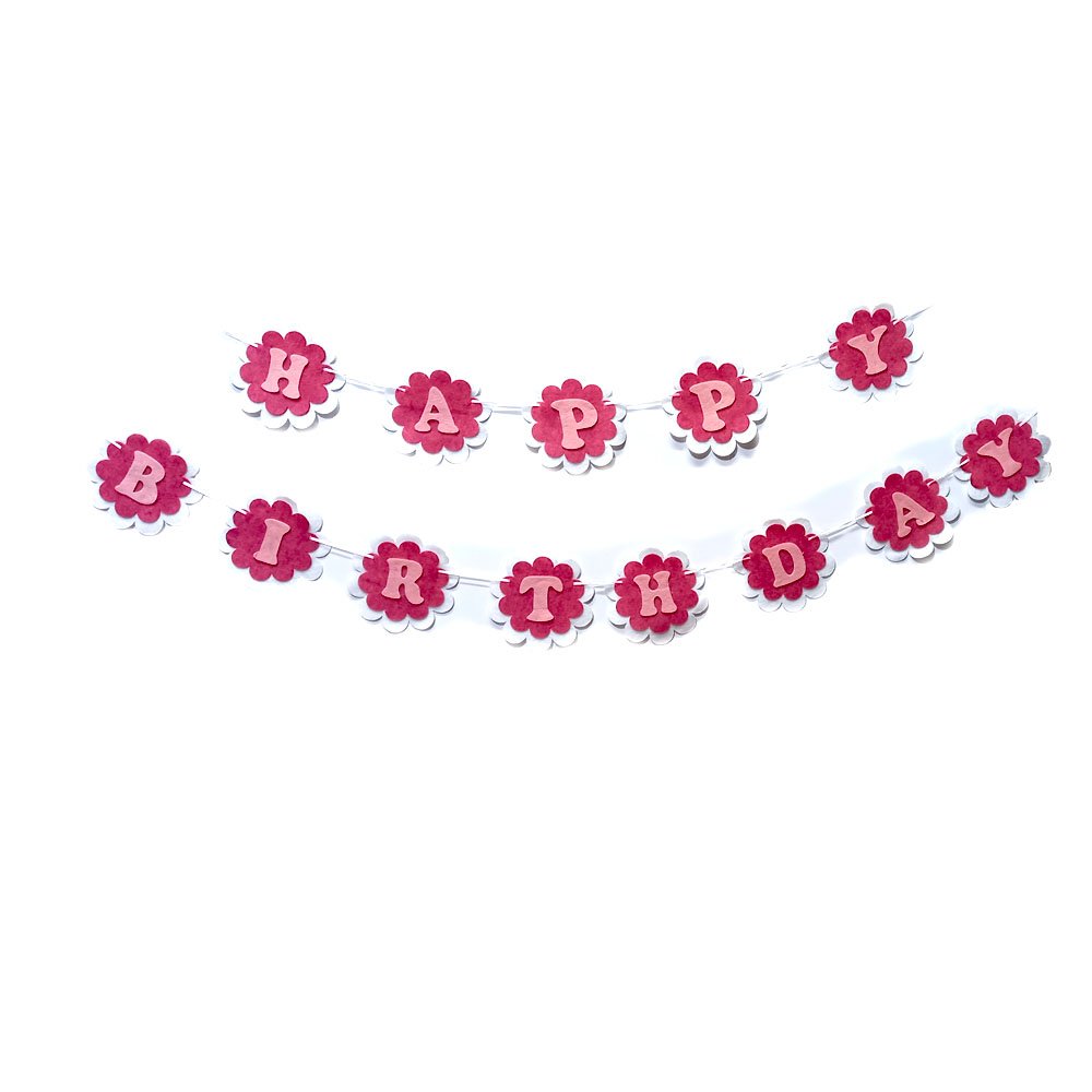 ریسه تولد طرح هپی برس دی مدل گل مجموعه 2 عددی