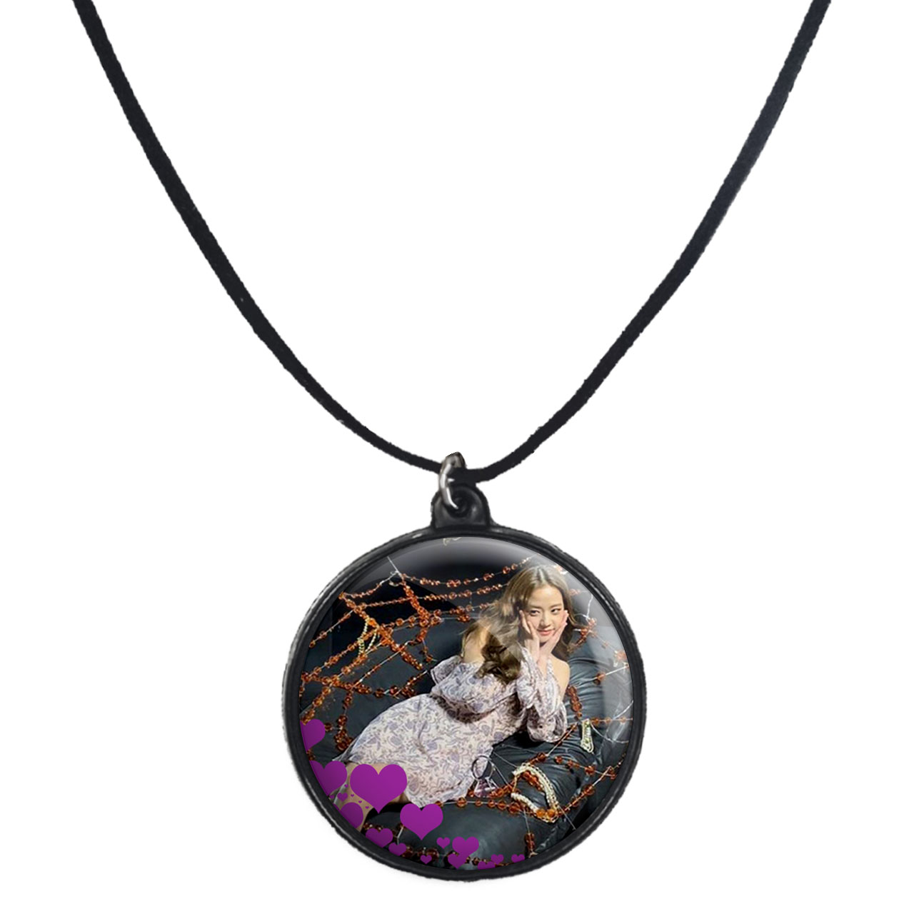 گردنبند پرمانه طرح بلک پینک کد pmb.17839 مدل دو طرفه