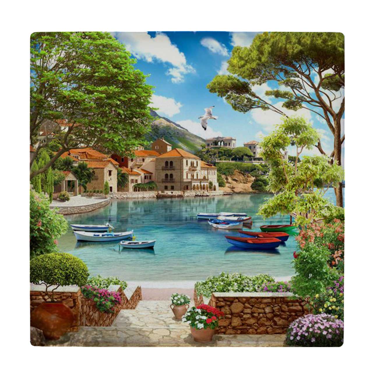 زیر لیوانی طرح ساحل مدیترانه ای کد    3864621_1964