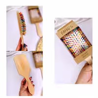 برس چوبی رنگارنگ Fangs جلوگیری از موخوره مو
تقویت رشد موها بدنه چوبی دندانه های پلاستیکی  طول24 سانتی متر