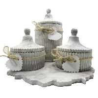 بانکه مدل رگه دار طرح سنگی کد 532 بسته 3 عددی به همراه سینی