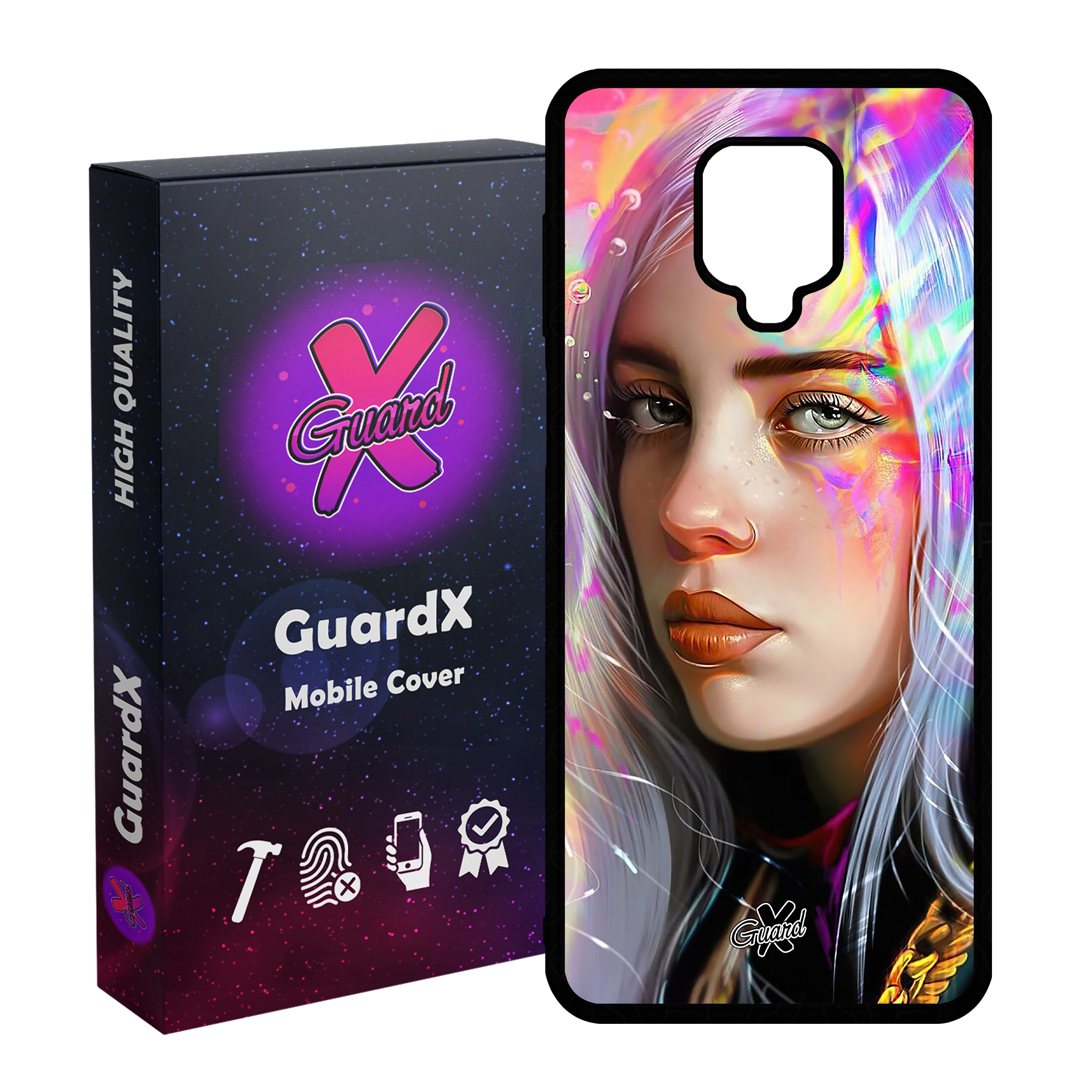 کاور گارد ایکس طرح Billie Eilish مدل Glass10141 مناسب برای گوشی موبایل شیائومی Redmi Note 9S / Note 9 Pro / Note 9 Pro Max