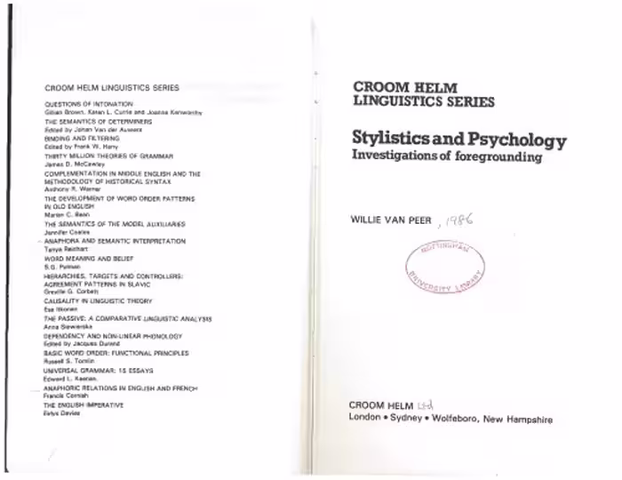 خرید و دانلود نسخه کامل کتاب Stylistics and Psychology: Investigations of Foregrounding