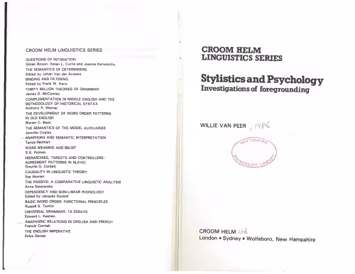 خرید و دانلود نسخه کامل کتاب Stylistics and Psychology: Investigations of Foregrounding