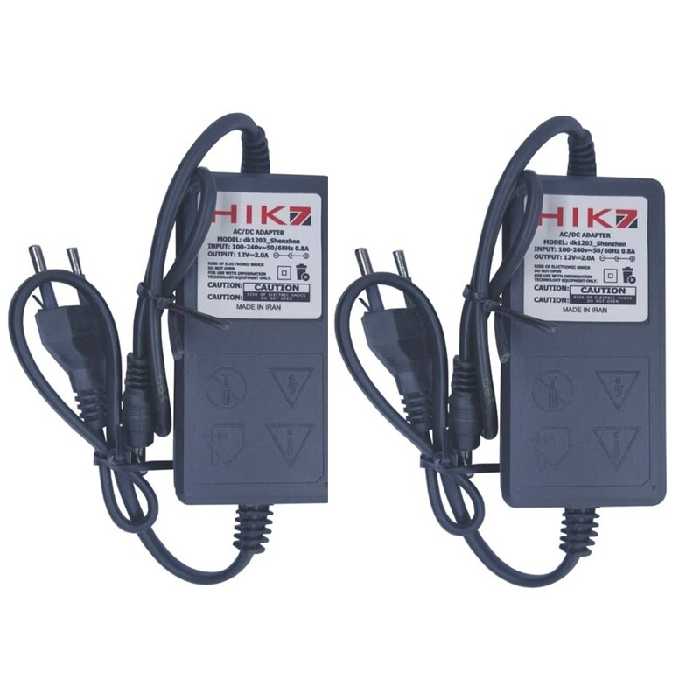 آداپتور برق 12 ولت 2 آمپر مدل Hik7 بسته 2 عددی