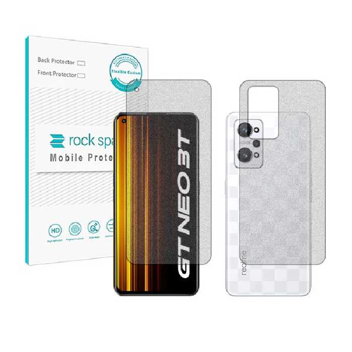 گلس صفحه نمایش و پشت گوشی ریلمی GT Neo 3T مدل نانو هیدروژل مات برند راک اسپیس کد SS