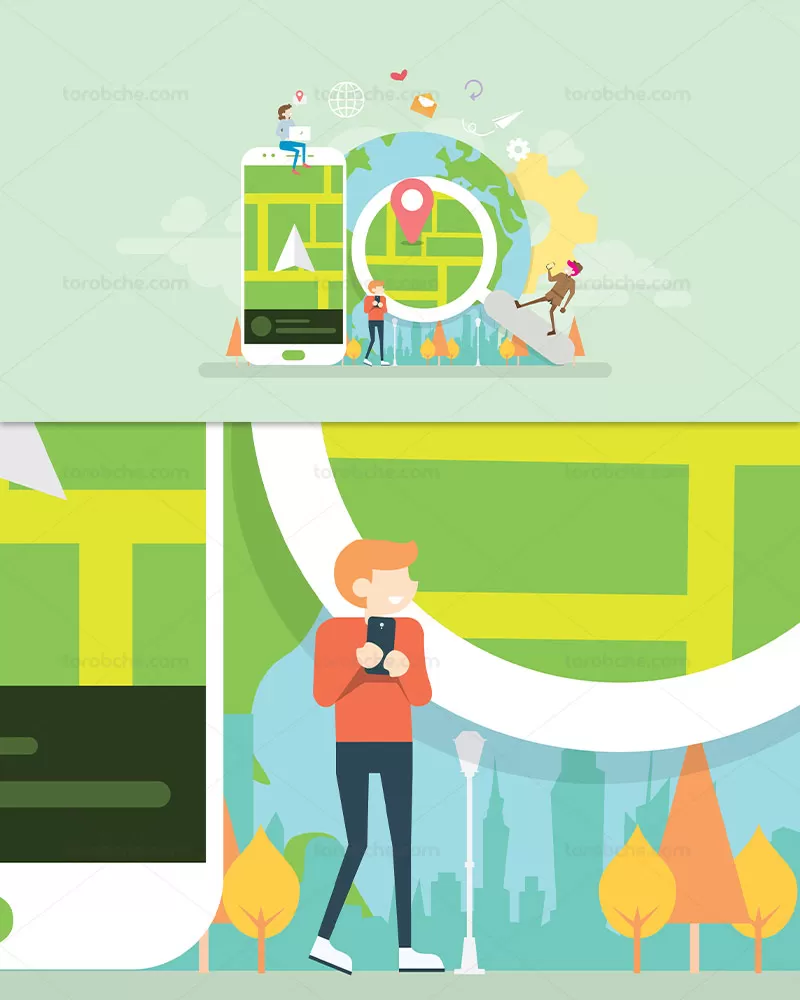 وکتور آنلاین نقشه تلفن همراه | گرافیک با طعم تربچه