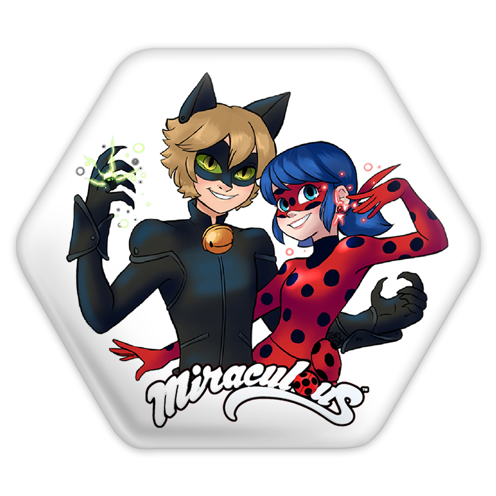 پیکسل خندالو طرح دختر کفشدوزکی و پسر گربه ای مدل شش ضلعی کد 3481