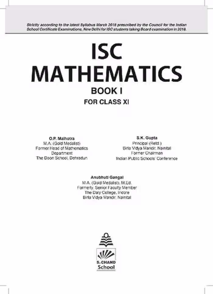 خرید و دانلود نسخه کامل کتاب ISC Mathematics for Class XI
