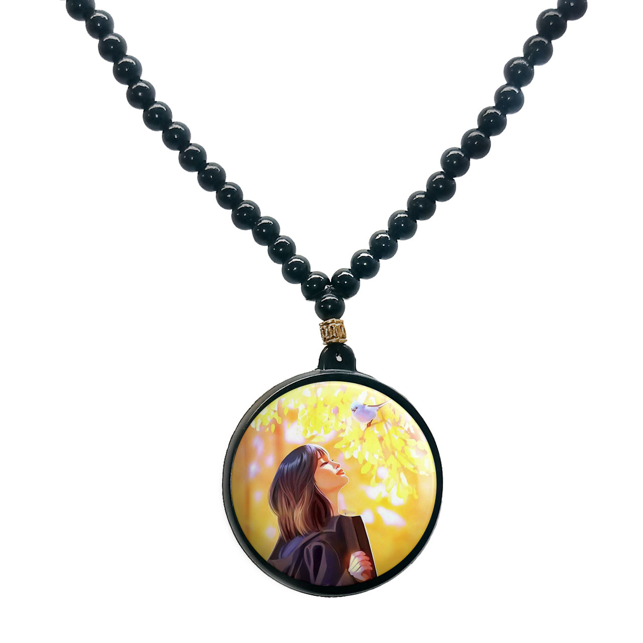 گردنبند پرمانه طرح دخترونه کد pmd.23391 مدل دو طرفه