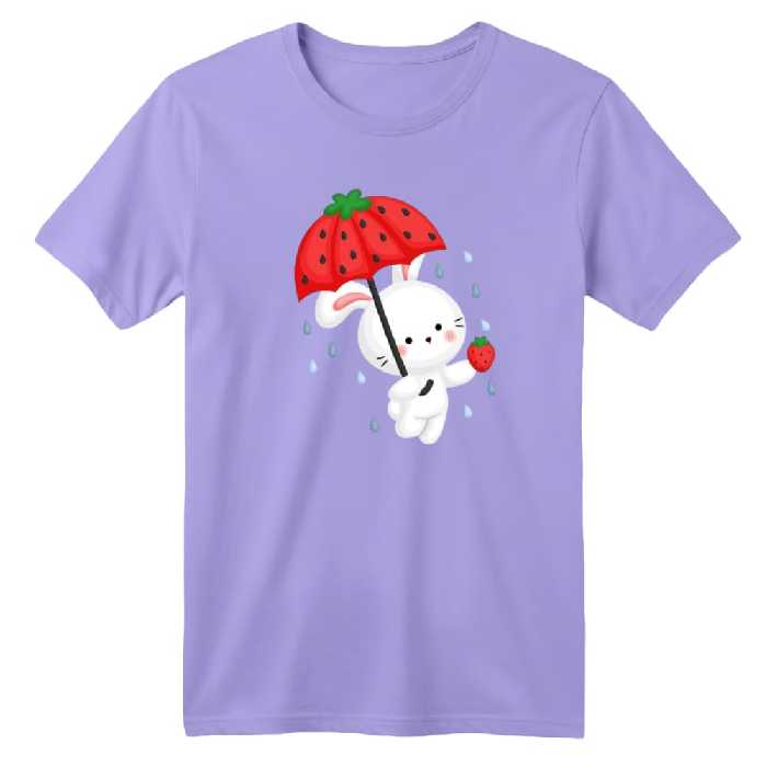 تی شرت آستین کوتاه بچگانه مدل خرگوش یلدایی کد 2 رنگ یاسی