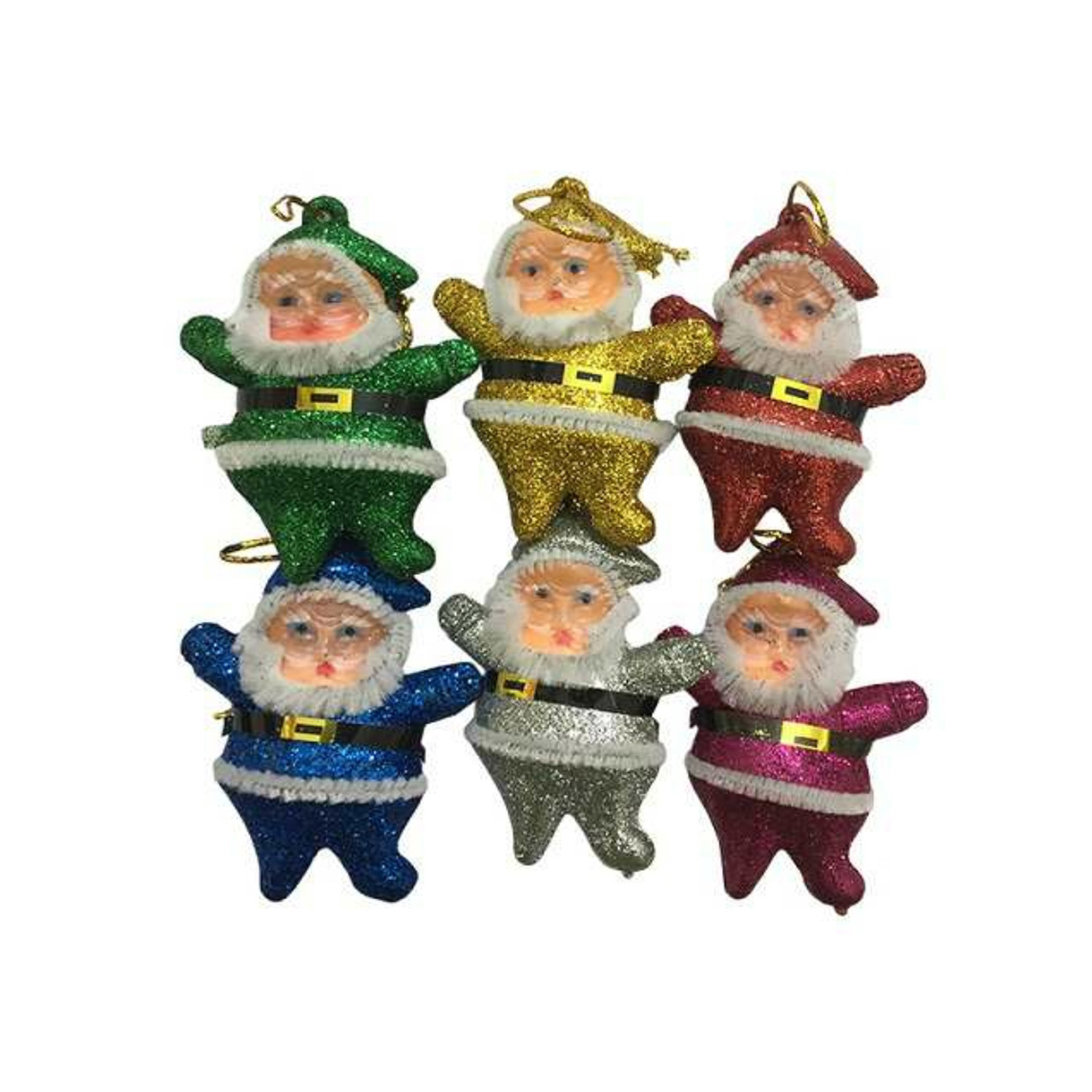 آویز تزیینی مدل کریسمس طرح بابانوئل مجموعه 6 عددی