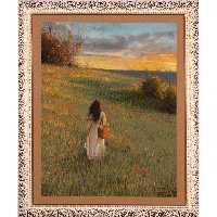 تابلو نقاشی طرح دختری در چمنزار کد 004