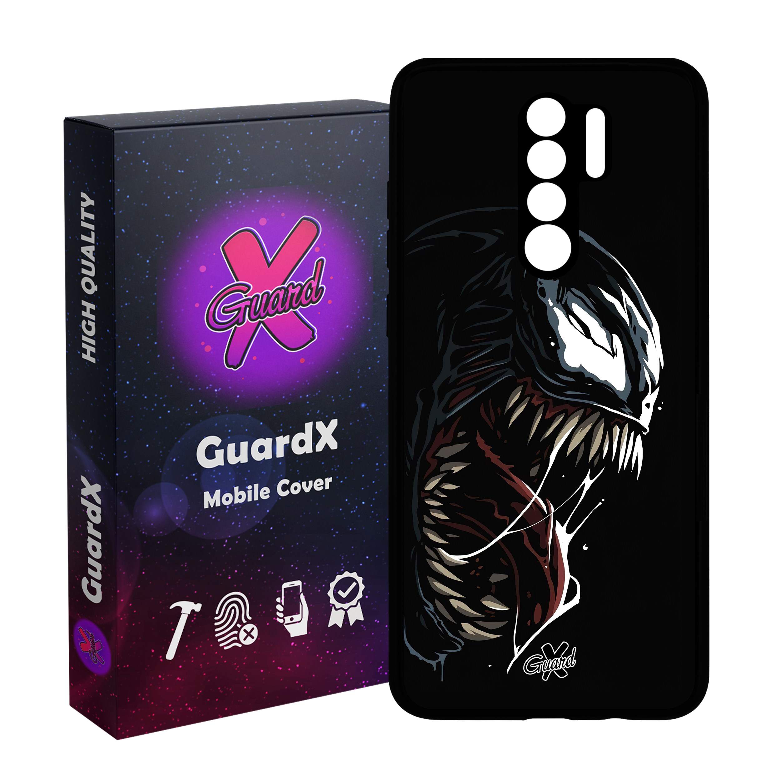 کاور گارد ایکس طرح ونوم مدل Glass10472 مناسب برای گوشی موبایل شیائومی Redmi 9/Redmi 9 Prime/Poco M2