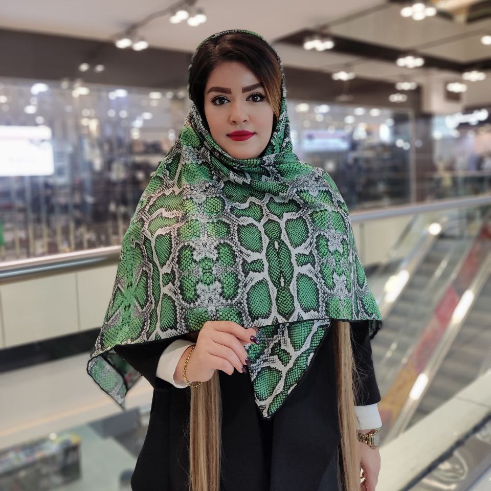 روسری مجلسی سبز پوست ماری