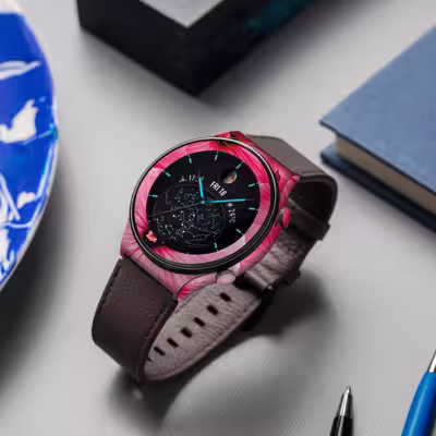 برچسب ماهوت طرح Pink Flower مناسب برای ساعت هوشمند هوآوی Watch GT 2 Pro