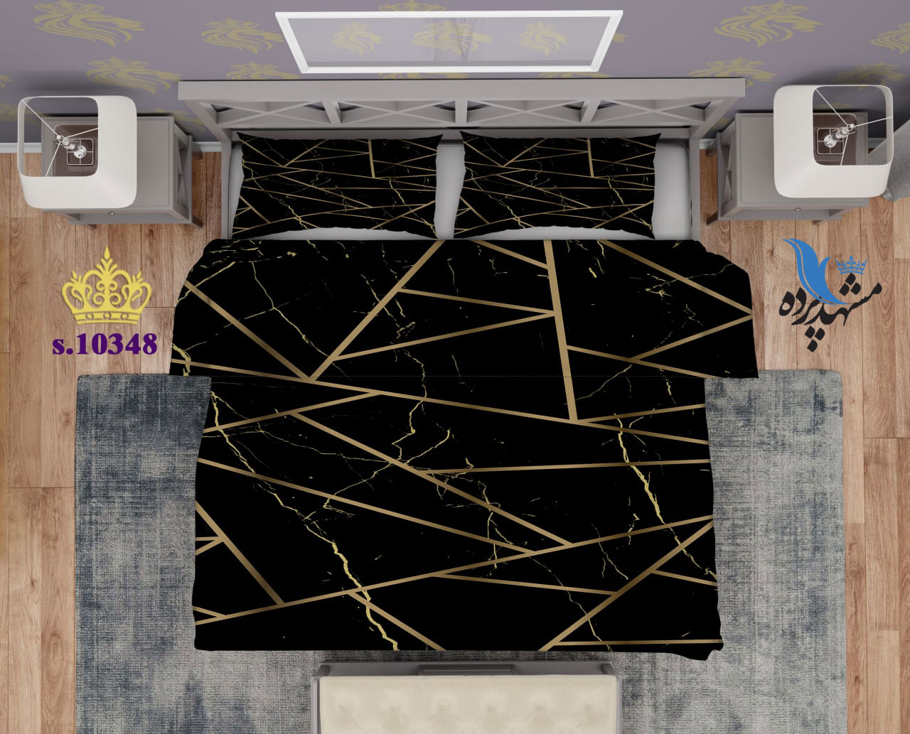 ست روتختی دو نفره طرح ساده خط دار S10348