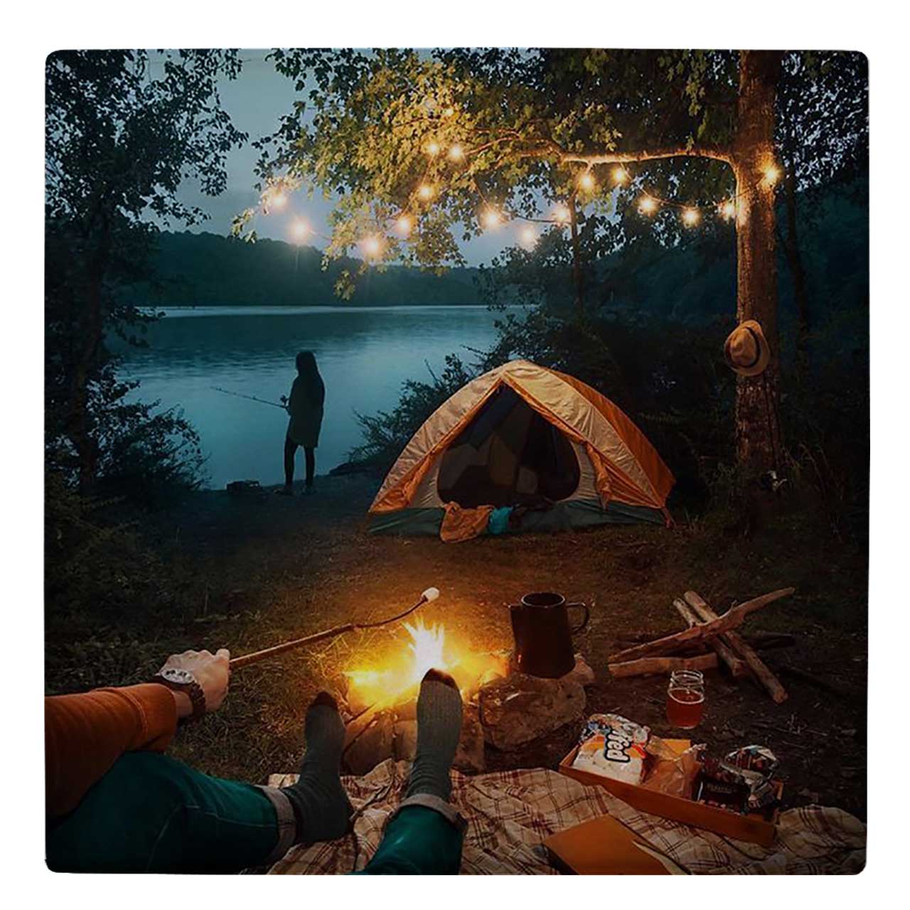 کاشی کارنیلا طرح ماهیگیری در دریاچه جنگلی کد wk4964