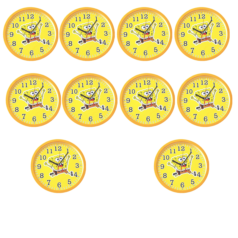 ساعت دیواری کودک مدل باب اسفنجی بسته 10 عددی
