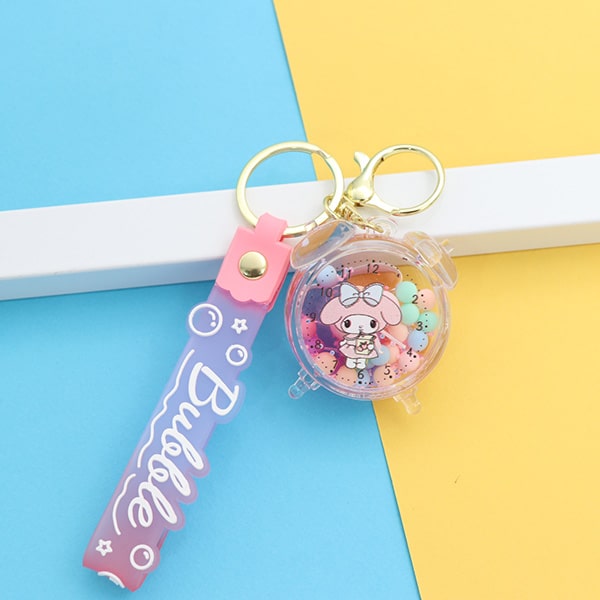 سرکلیدی شیشه ای آویز کیف آکواریومی ساعت صورتی 33854