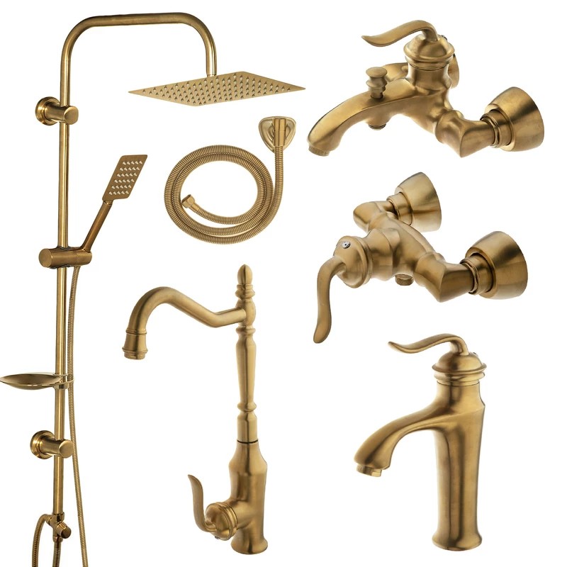 ست 6 تکه شیرآلات مدل بامبو طلایی