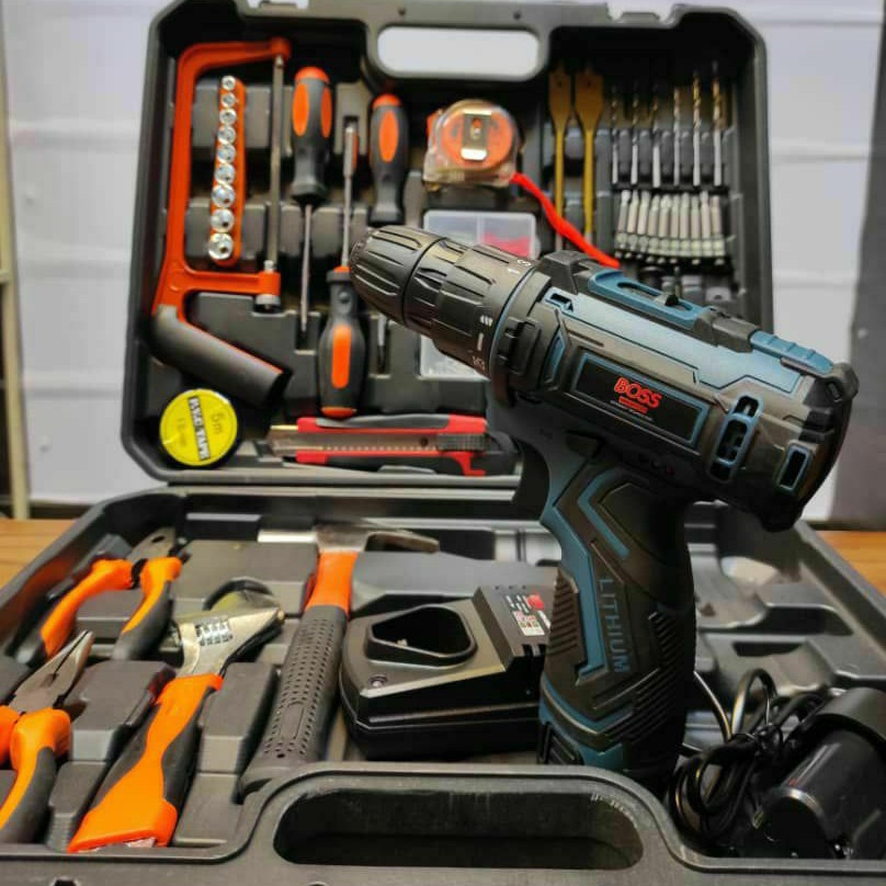 دریل شارژی باس با لوازم 100 عددی