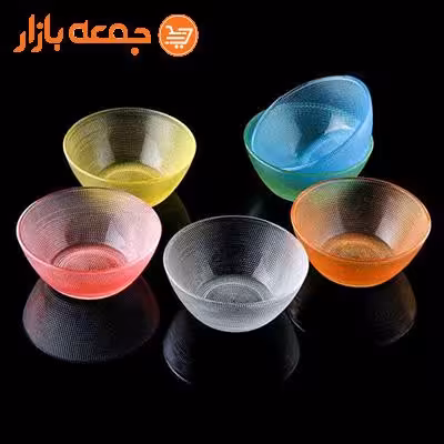 پیاله شش تایی رنگی شیشه ای