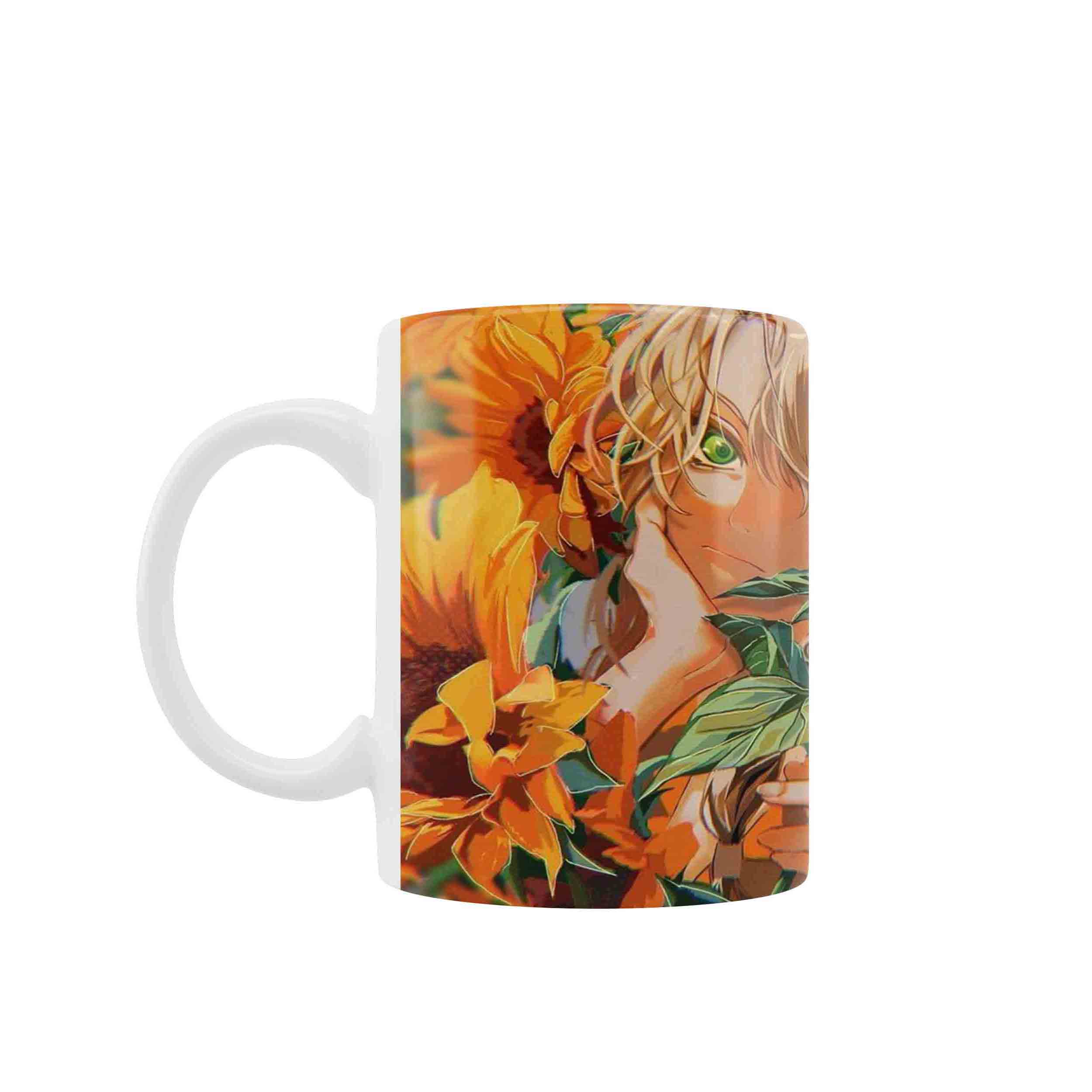 ماگ طرح پسر انیمه ای کیوت و افتابگردان MG048